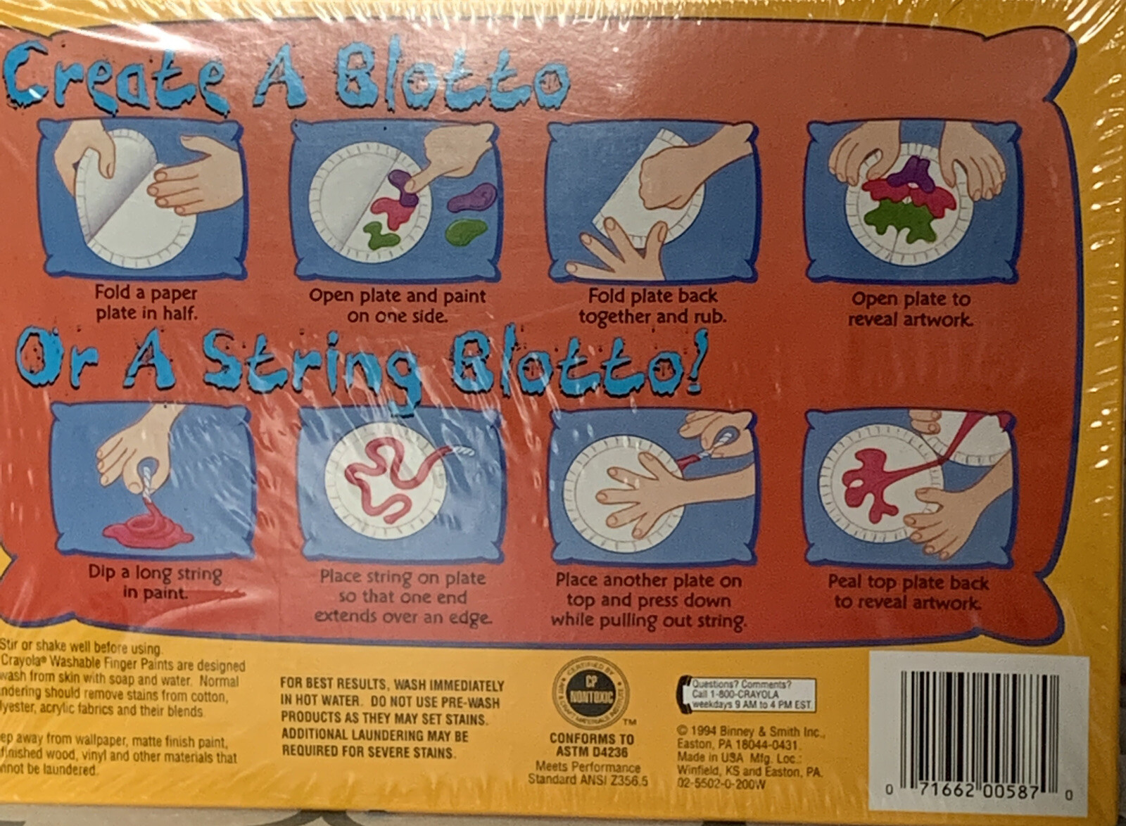 Vtg Crayola Washable Finger Paint (6) 4oz Tubes 1994