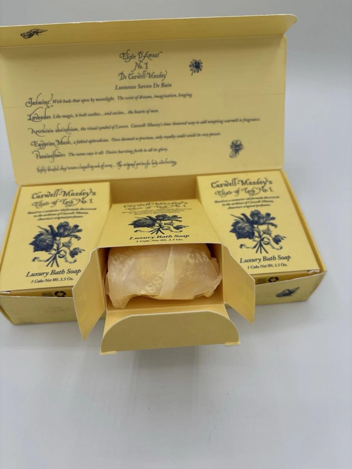 Caswell Massey Elixir of Love No. 1 Luxury Bath Soap 3 Bars 3.5 oz Each Gift NEW
