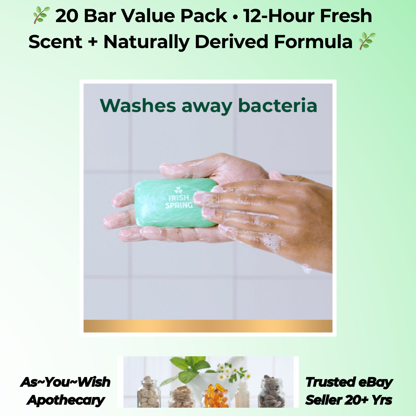 Irish Spring Men’s Bar Soap 20 Count 4oz Each Original Clean – NO SHIP TO CA