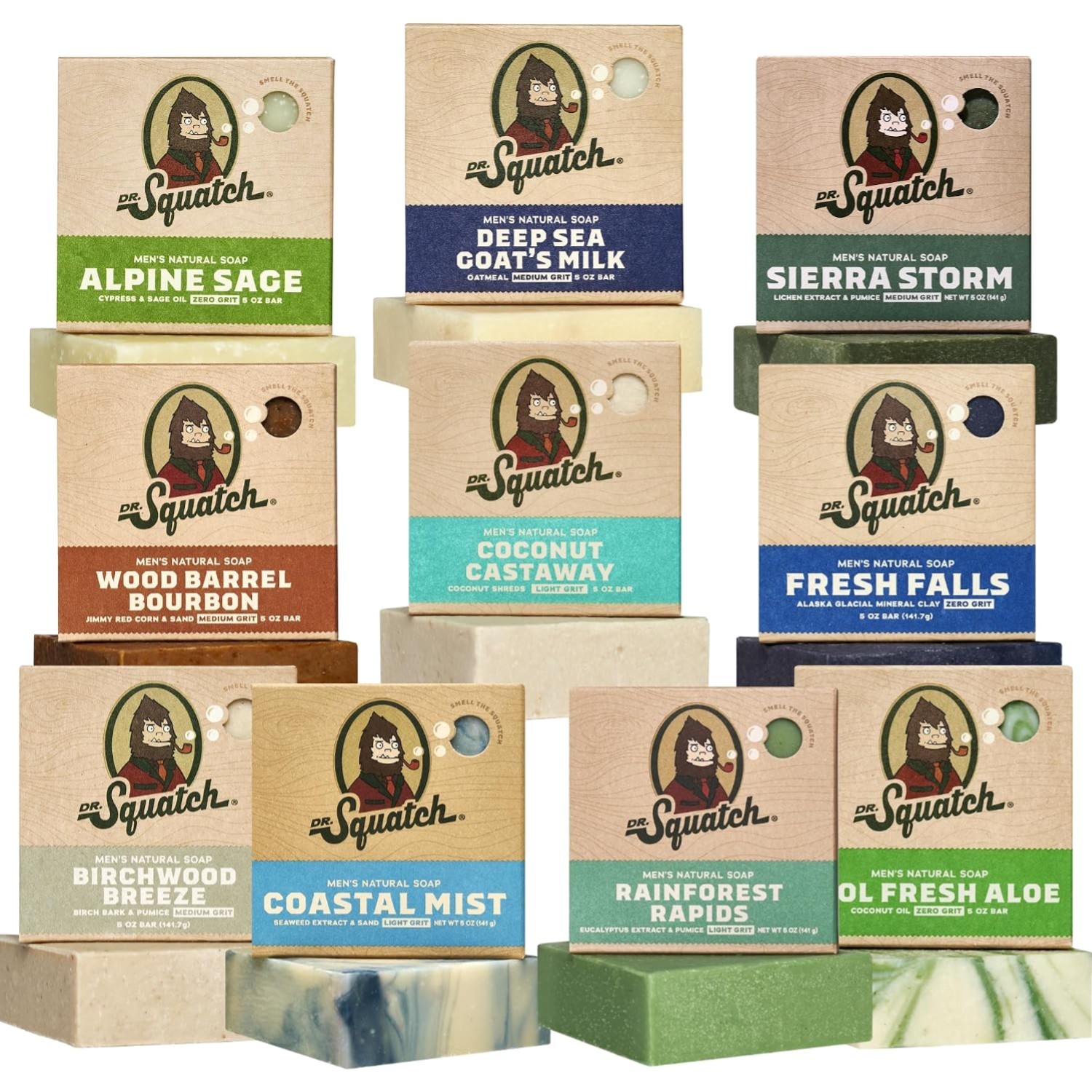 Men’s Natural Cold Process Soap Bar Pack 10 with Coconut Shea Clay Gifts