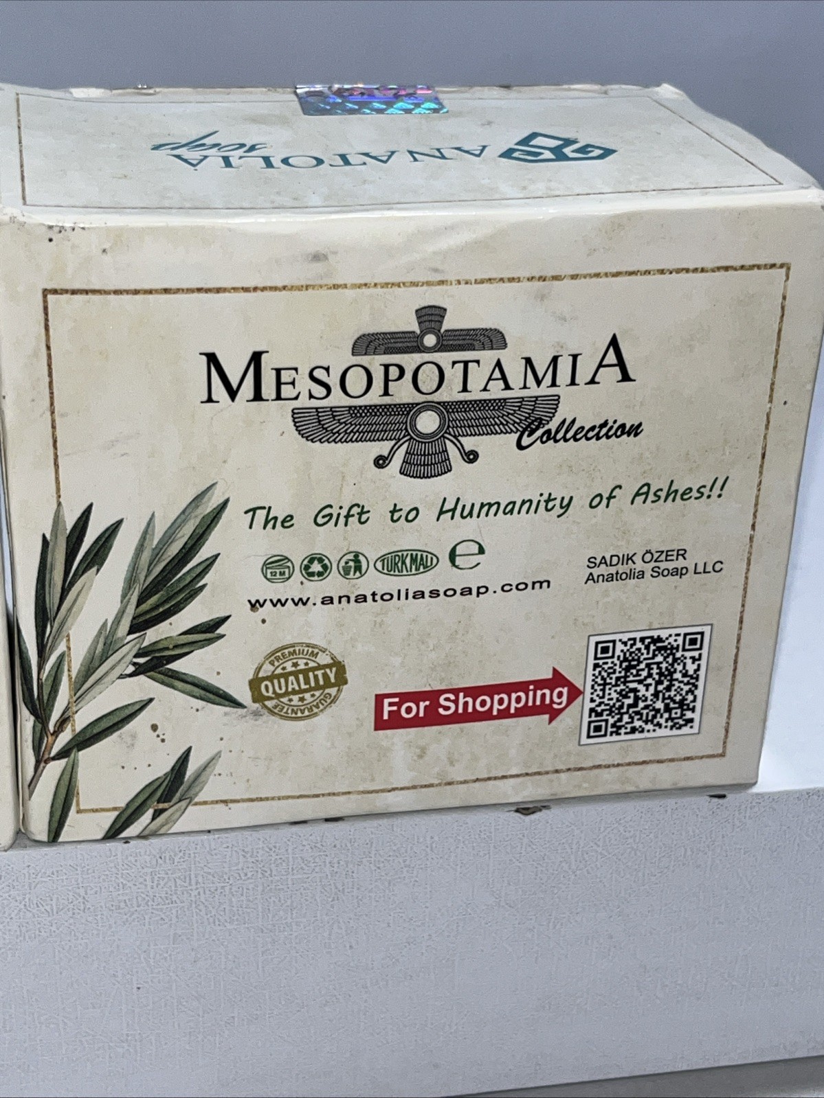 2 Box’s Mesopotamia Natural Olive Bar Soap, 14oz Each Bar, 4 Bars Total