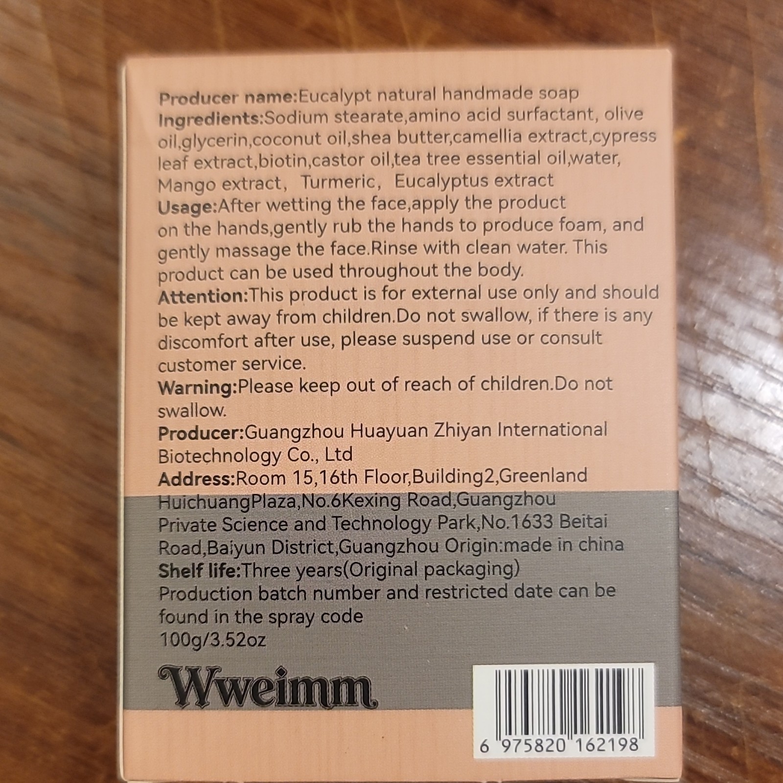 Wweimn Eucalyptus Natural Handmade Soap 100g/3.52oz