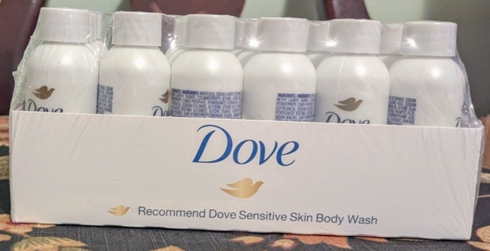 DOVE Sensitive Skin Body Wash Travel Size 1.8 oz Lot Of 24 Hypoallergenic NIB