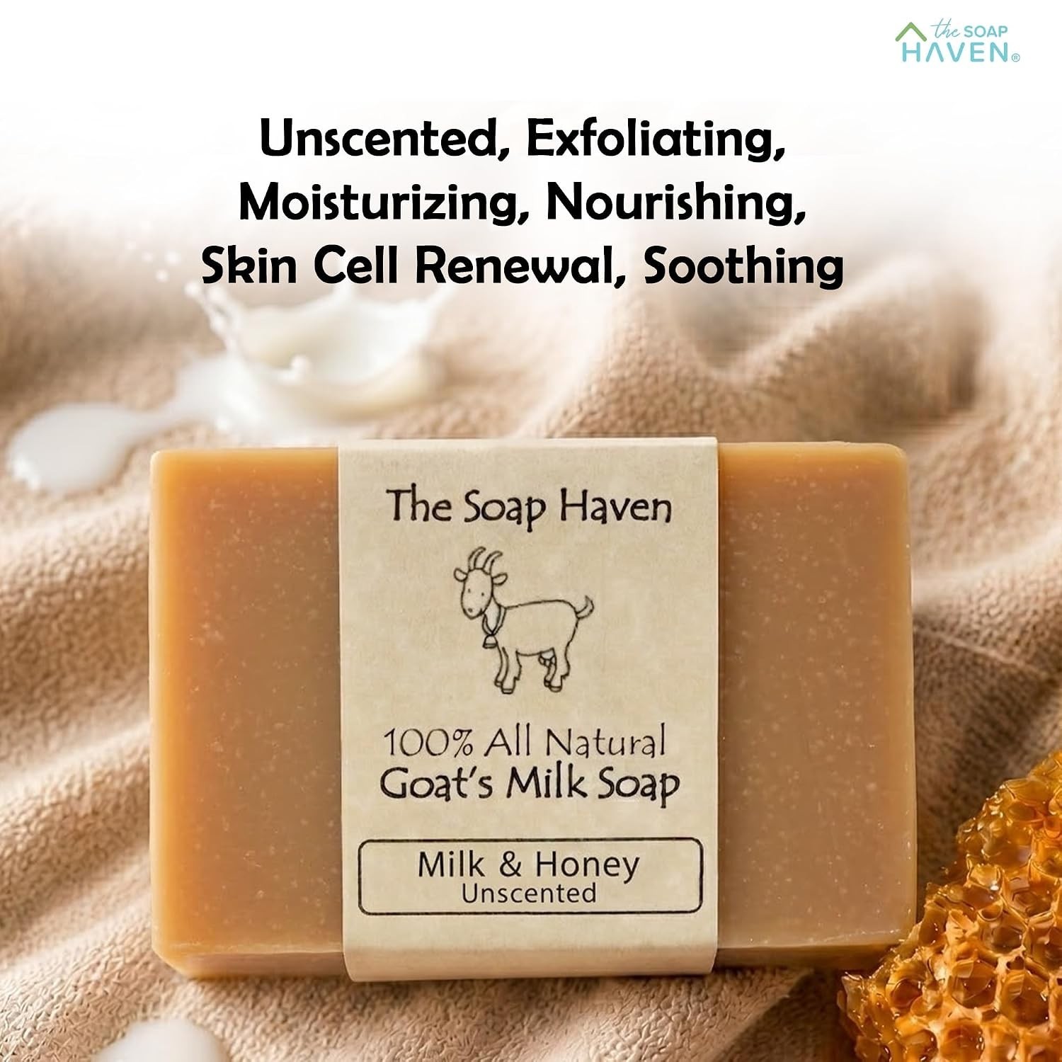4 Goat Milk Soap Bars with Honey – Hand. All Natural Soap, Unscented, Fragran…