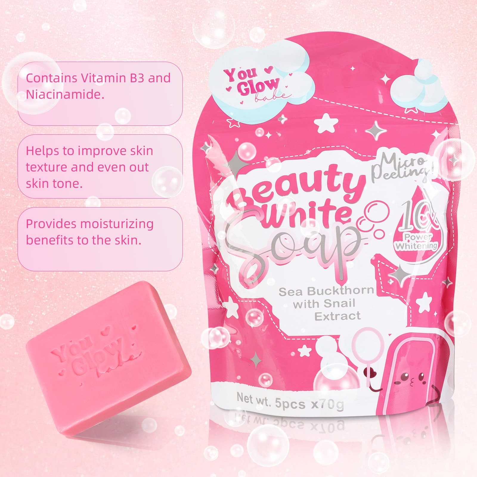 You Glow Babe, You Glow Babe Soap, Sea Buckthorn with Snail Extract, Moisturi…