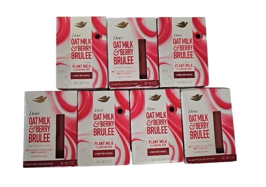 7 Bars Dove Oatmilk & Berry Brulee Plant Milk Cleansing Bars No Sulfates Paraben