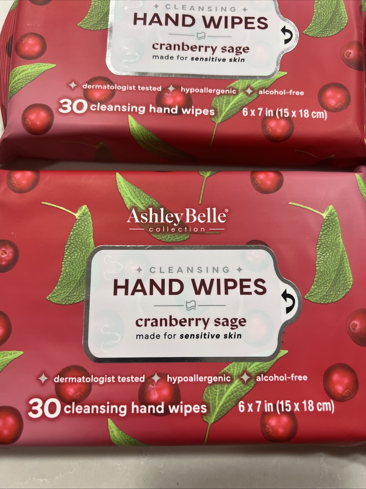 Ashley Belle Hand Wipes Cranberry Sage 60 Total Lot Of 2 New