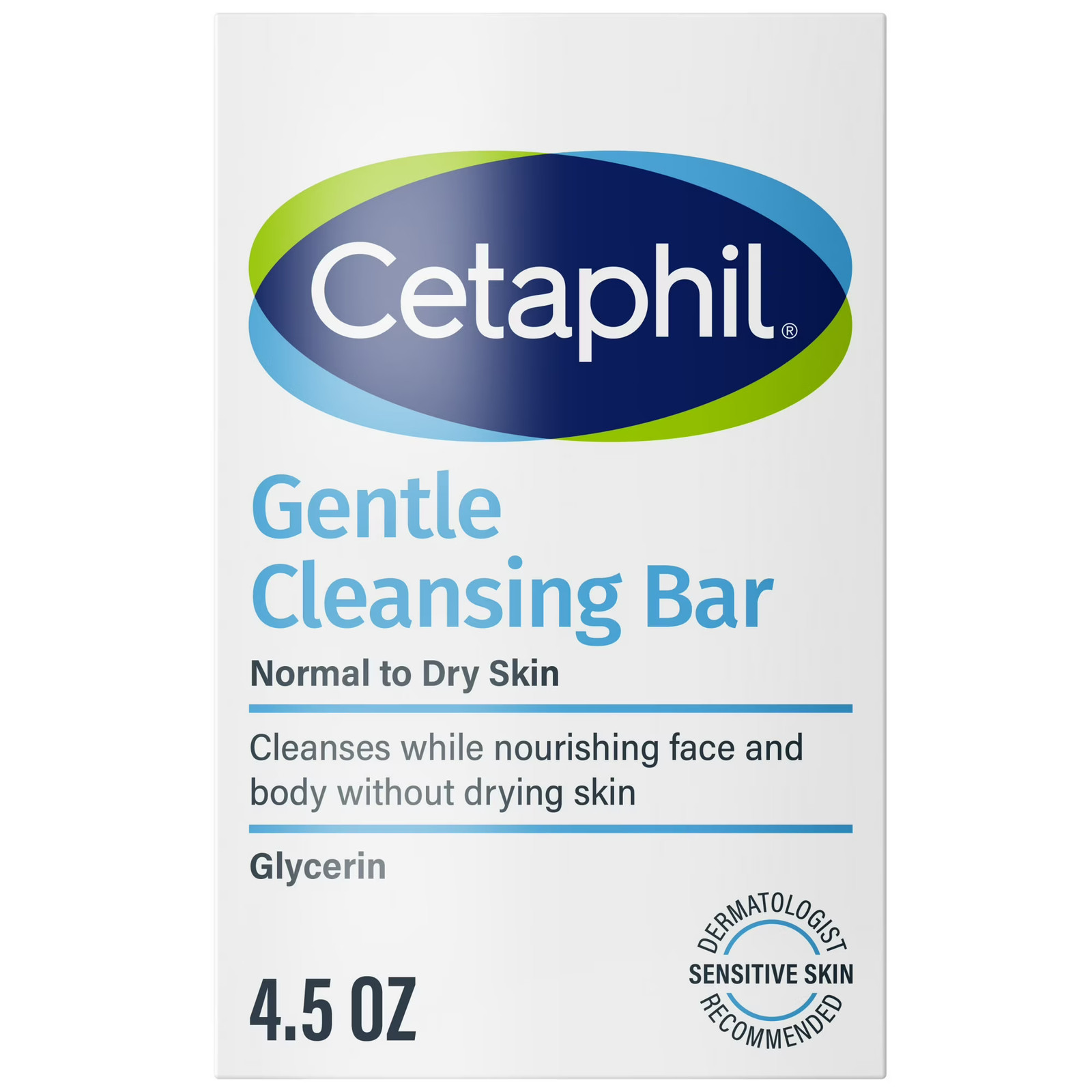Cetaphil Gentle Cleansing Bar Body and Face For Dry Sensitive Skin 4.5 Ounces