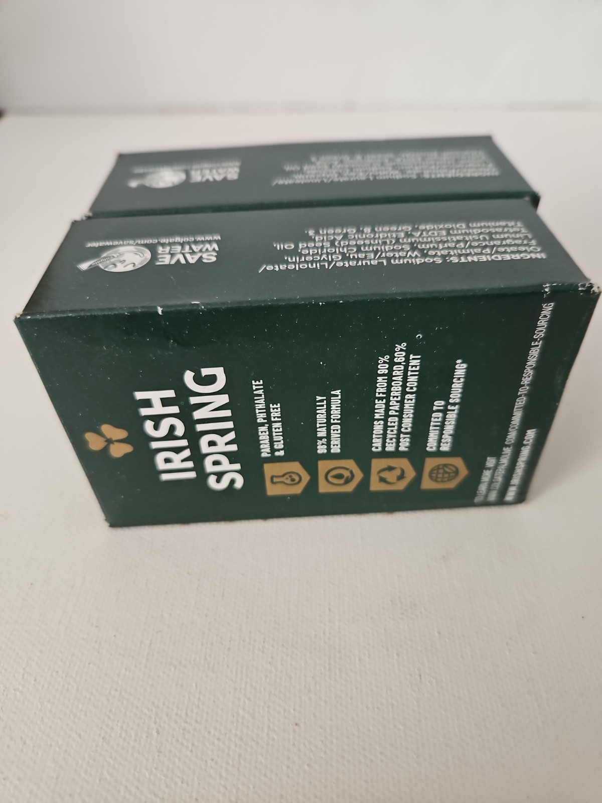 IRISH Spring ORIGINAL CLEAN 12 Hour Deodorant Bar Soap (2) 4 oz. MEXICO
