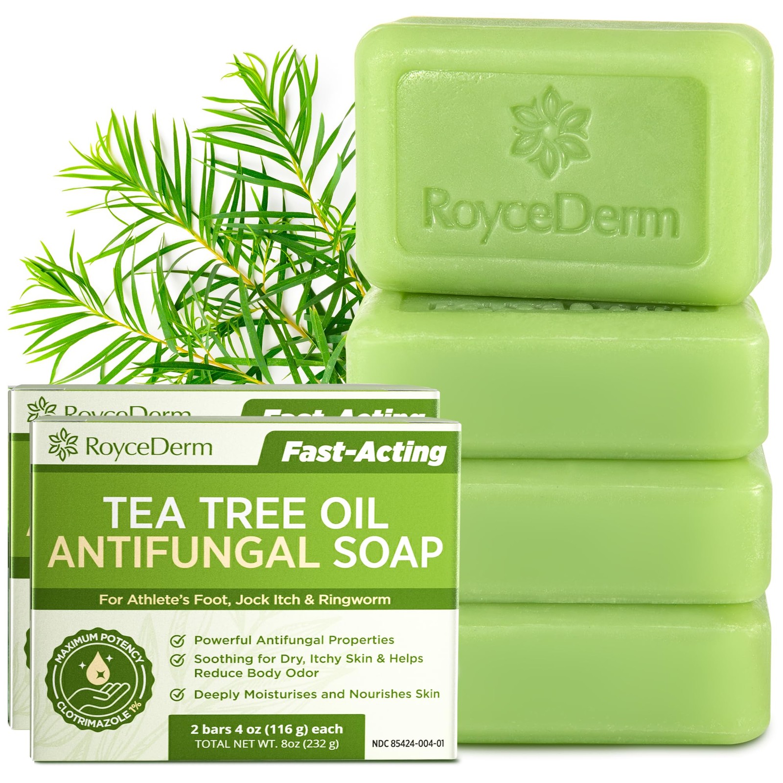 Roycederm Antifungal Bar Soap – Tea tree Oil – 4 Ounce (Pack of 4)