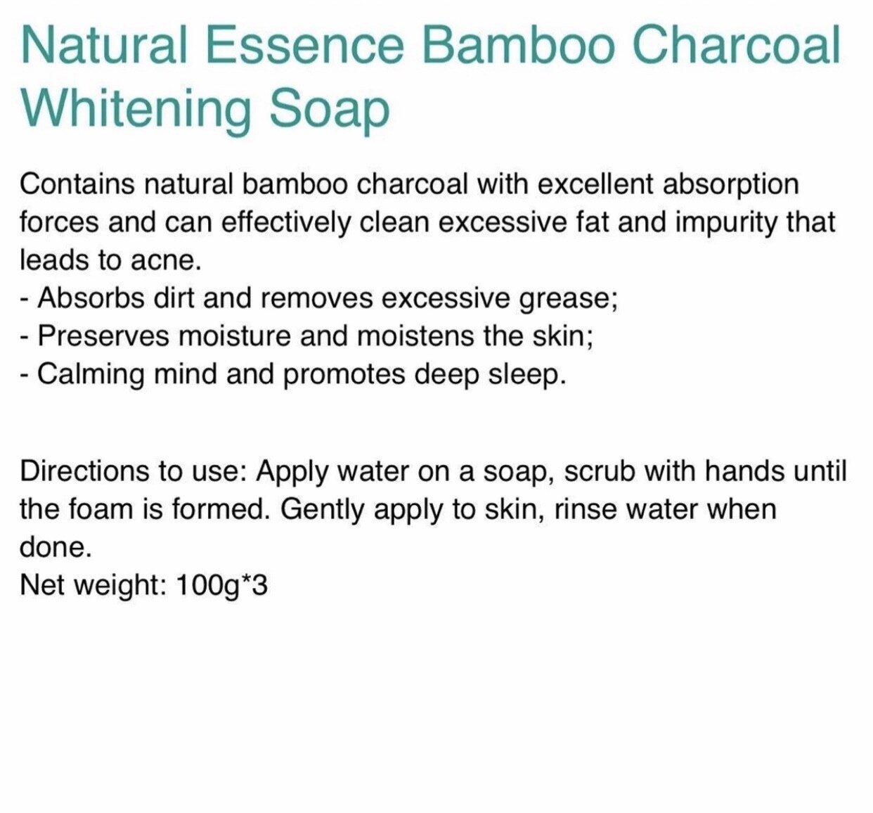 Longrich Bamboo Charcoal Brightening Black Soap 1 Bar/2 Bars/3 Bars, Acne Cure