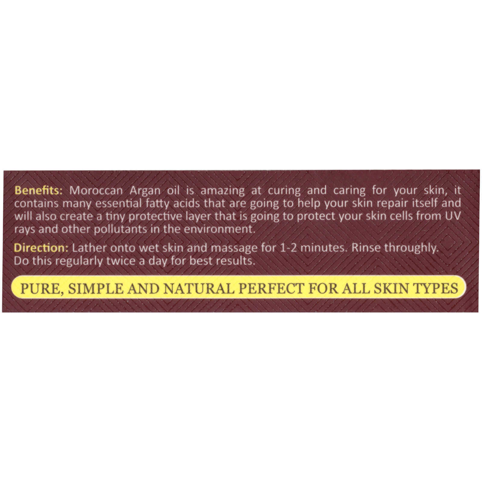 Organic Moroccan Argan Oil Soap Purifies Soothes Dry Skin Vegetable Base 3.80 OZ