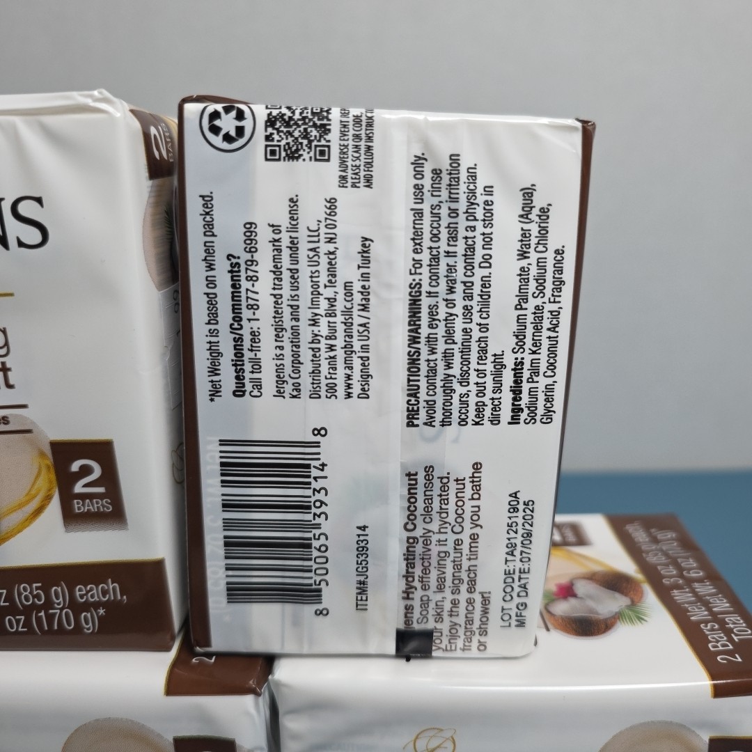 12 Bars JERGENS Mild Soap,Hydrating Coconut 6 Packs Net Wt 3 OZ Each Soap