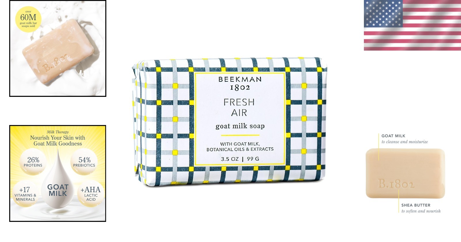Moisturizing Goat Milk & Shea Butter Soap Bar – Non-Drying, Fresh Air Scent