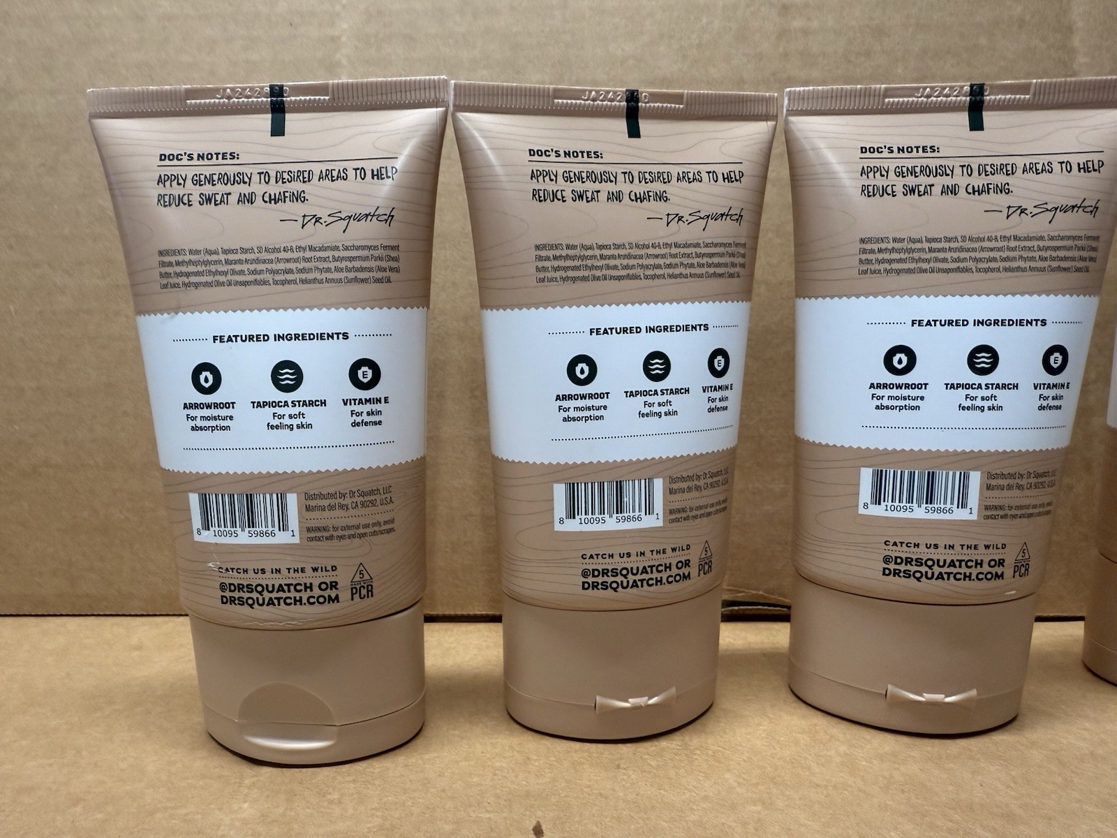 4 Pack: Dr. Squatch Men’s Natural Anti-Chafing Precision Deo 3.4 oz Unscented