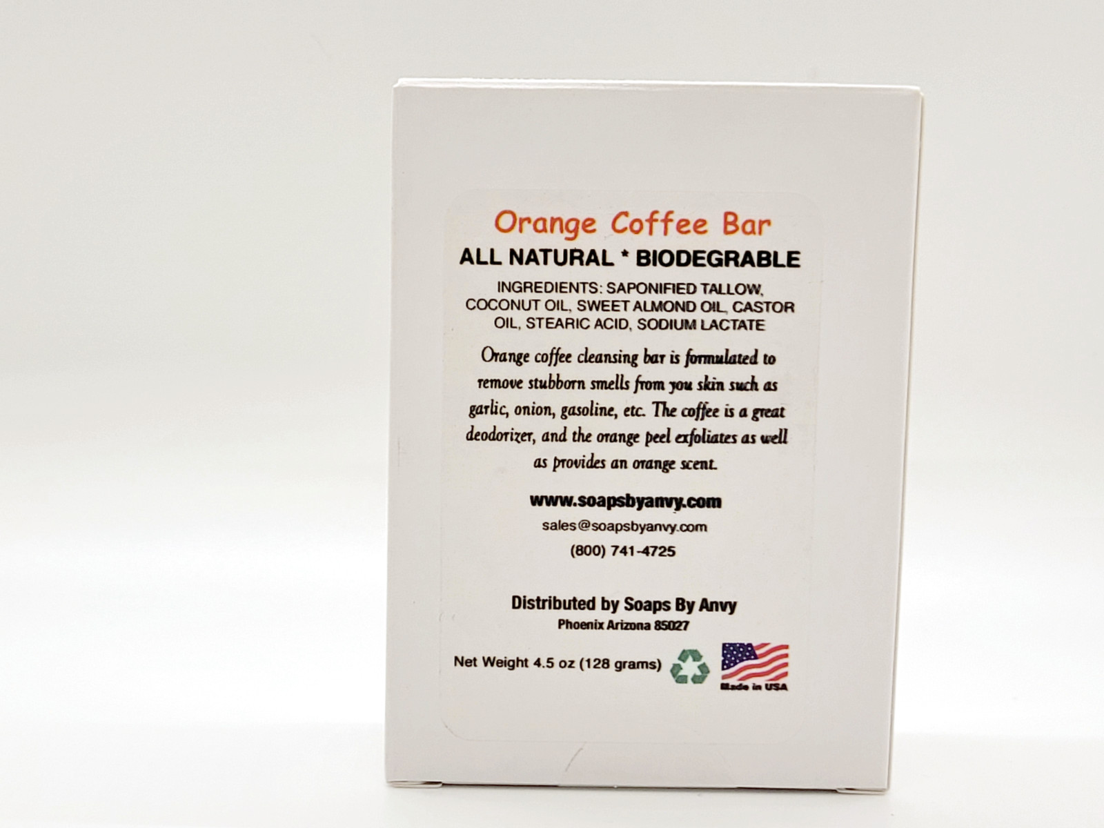 Handmade Soap – Single Bar Natural Organic Orange Coffee Bar