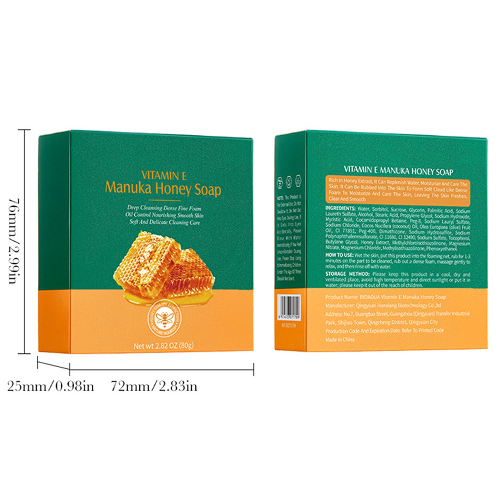 2Pcs Soap Bar Hydrating Manuka Honey Soap Long-lasting Fragrance Mild For Skin