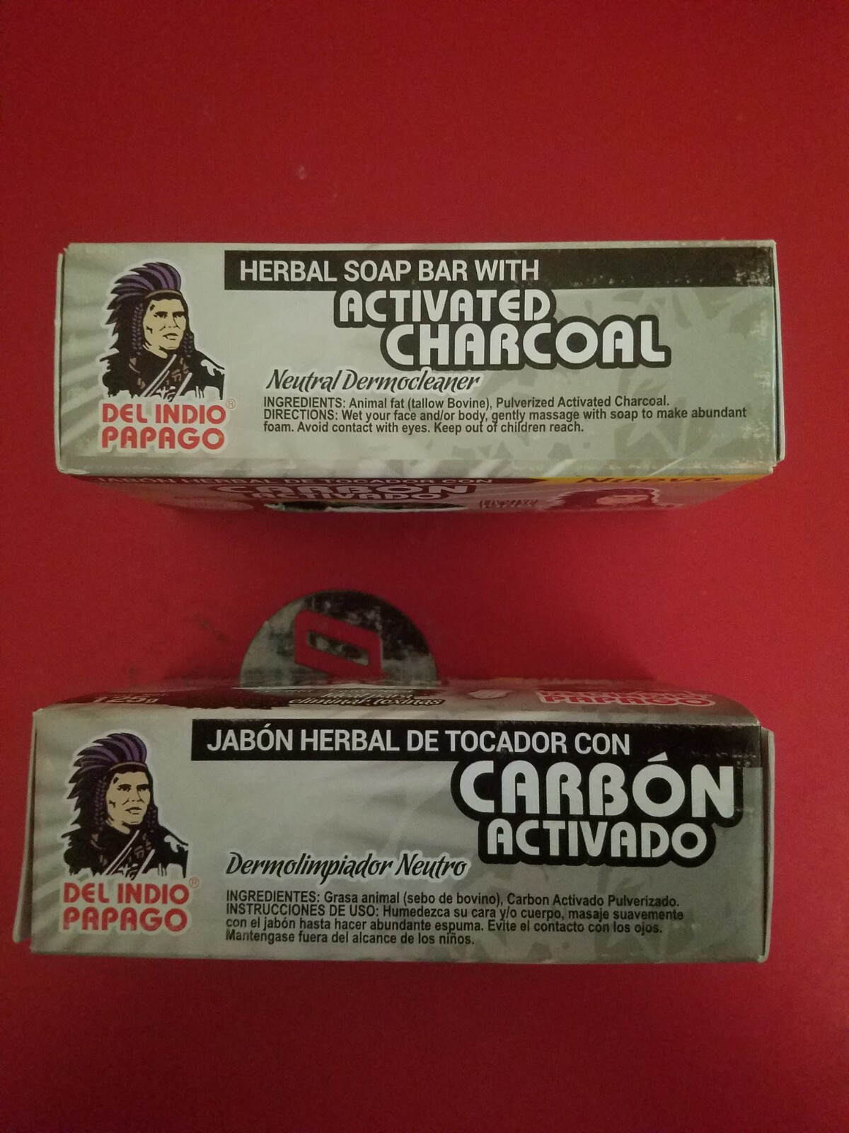 2 PACK DEL INDIO PAPAGO HERBAL SOAP BAR WITH ACTIVATED CHARCOAL