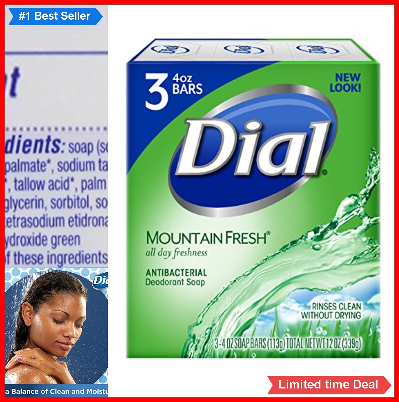 Antibacterial Bar Soap 4 Ounce 3 Bars Mountain Fresh For Dry Skin