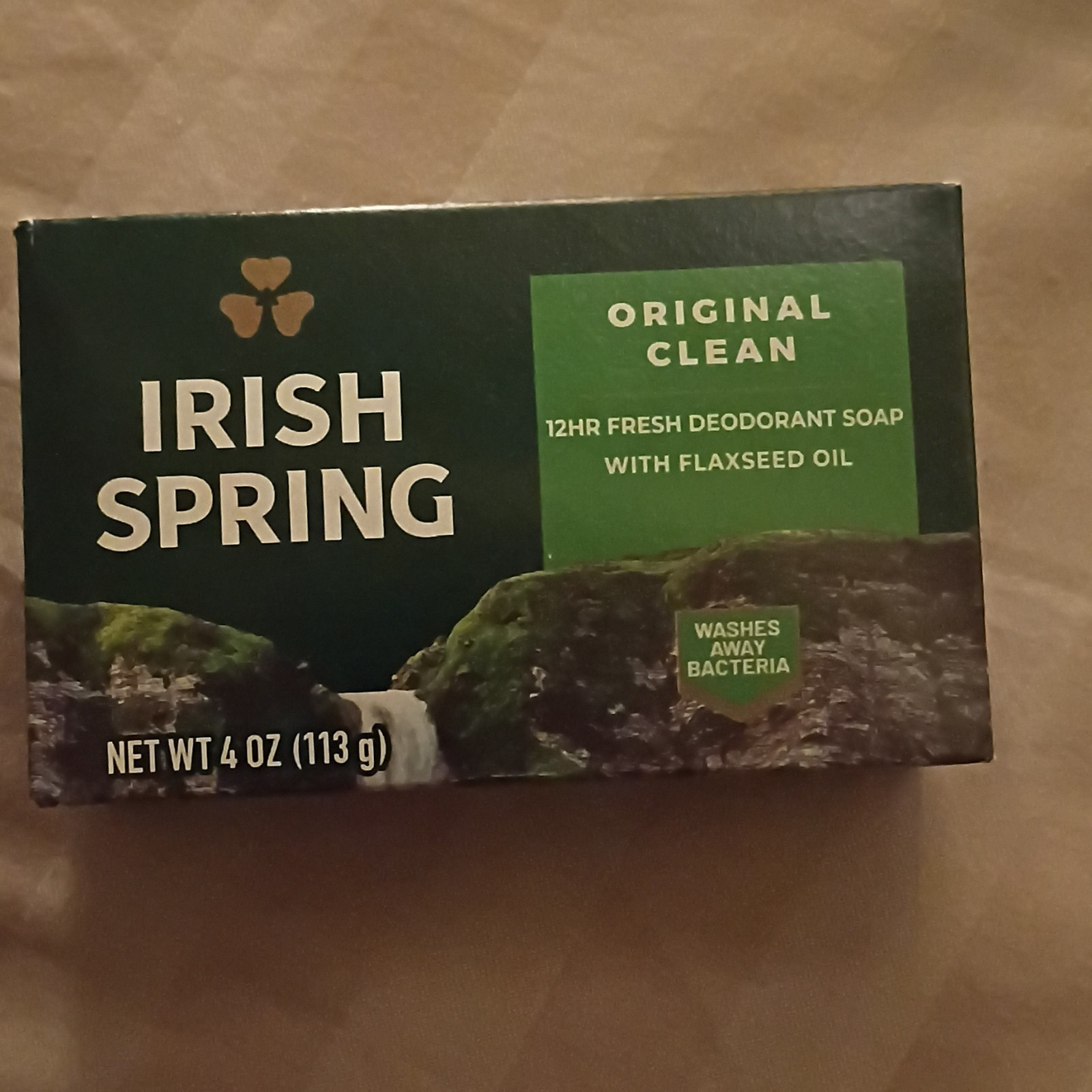 Irish Spring Original Clean 12HR Fresh Deodorant Soap Flaxseed Oil 4 oz