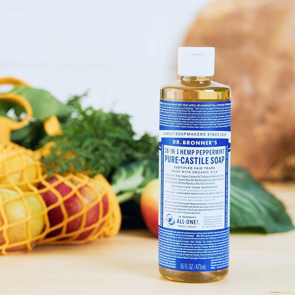 Dr. Bronners Set of 2 Peppermint Pure-Castile Organic Fair Trade Cleanser
