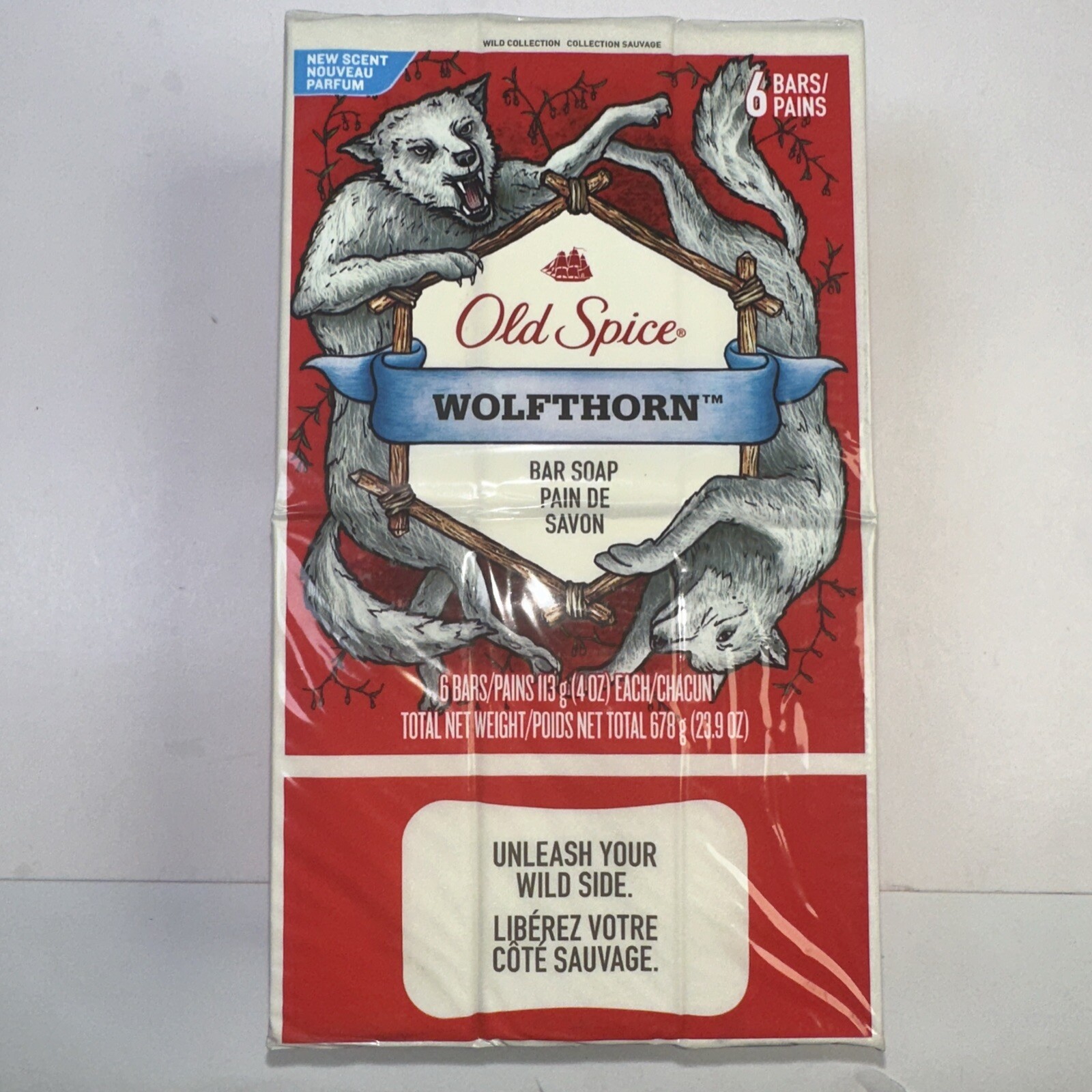 Old Spice Wolfthorn Bar Soap Package Of 6 Bars New Discontinued Scent 23.9 Oz