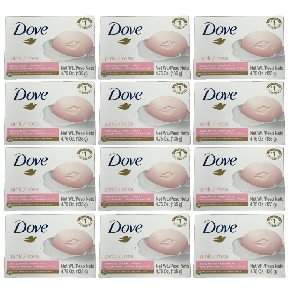 Dove Soap cream Pink/Rosa Skin Care moisturizing Bar 4.75oz (135gr) of 12 pack