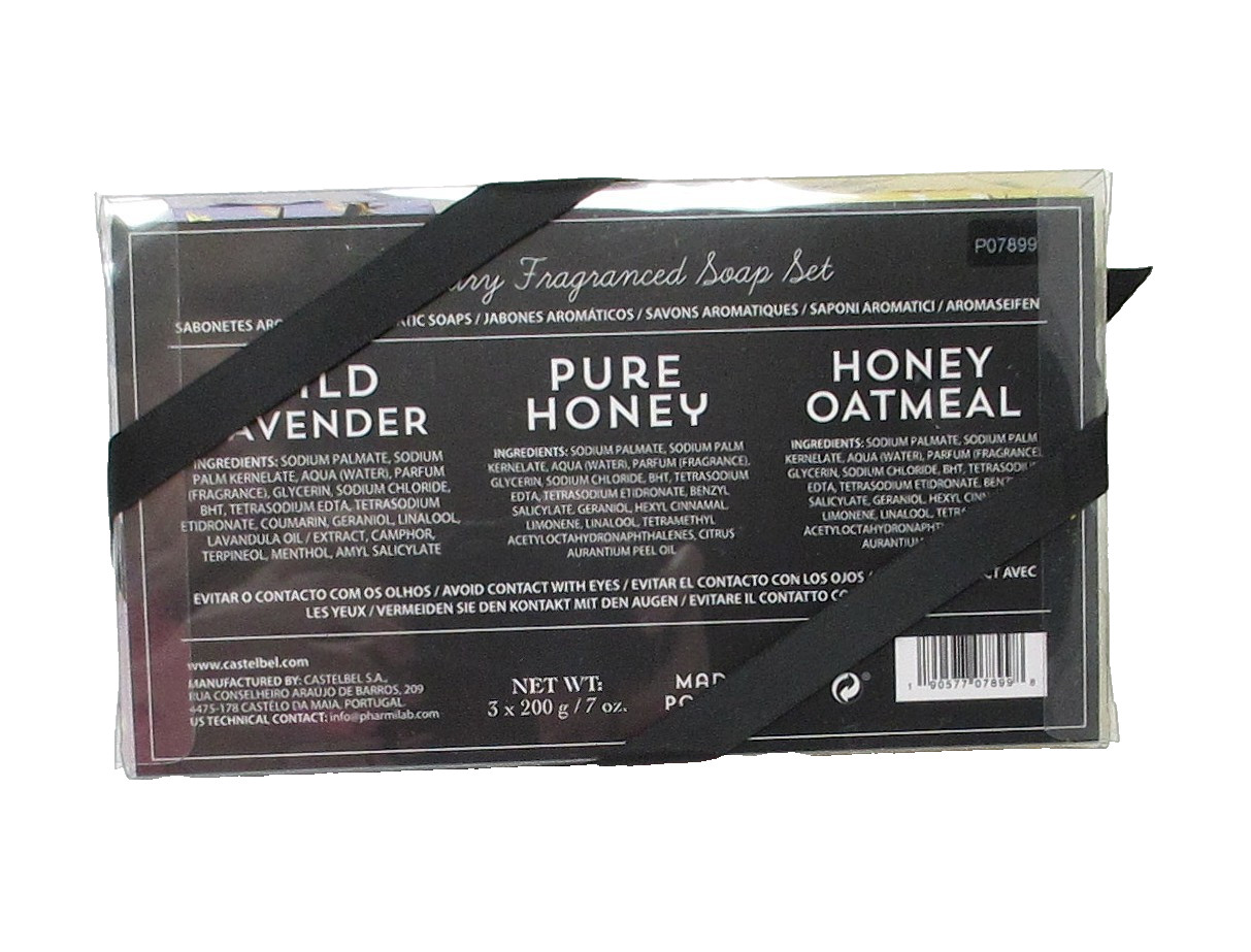 Castelbel Luxury Bath Bar Soap 3pk LTD Pure Honey, Lavender, Honey & Oatmeal