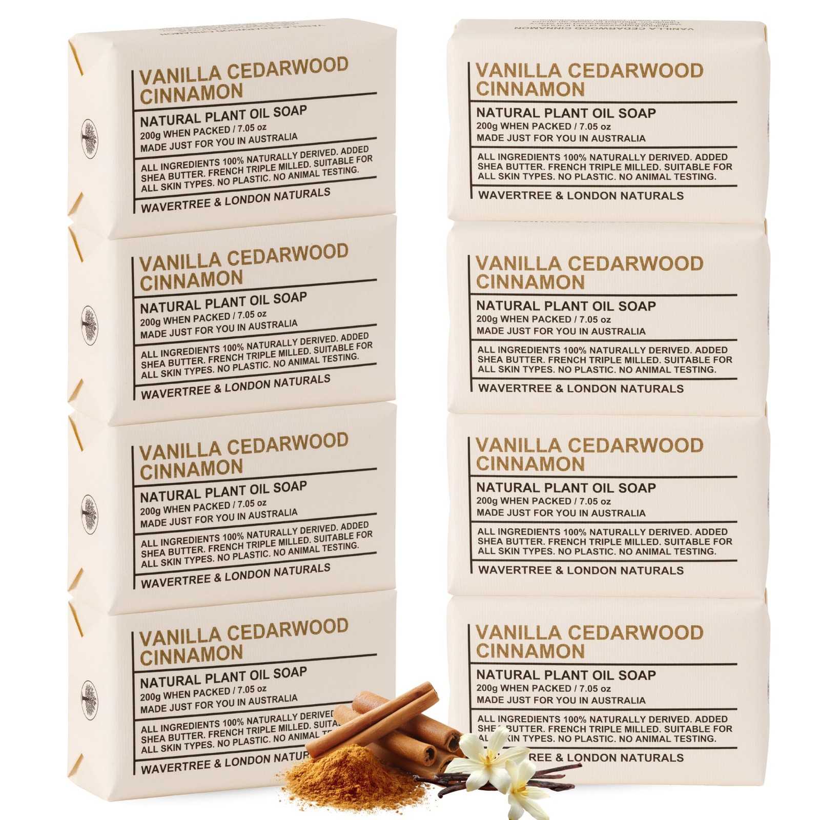 Wavertree & London Vanilla, Cedarwood & Cinnamon Scented Natural Soap (8 Bars…