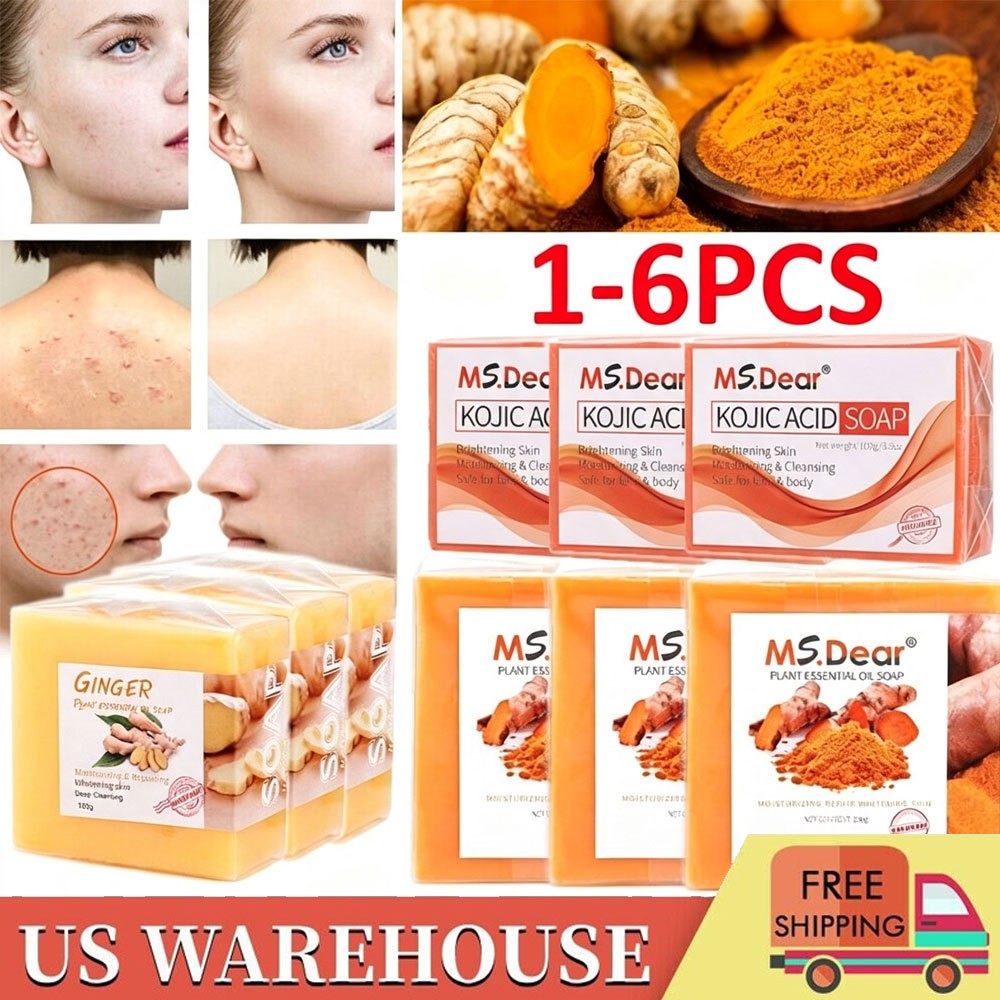 Kojic Acid Soap Bars Dark Spot Remover Turmeric Brightening Face Body Skin Care