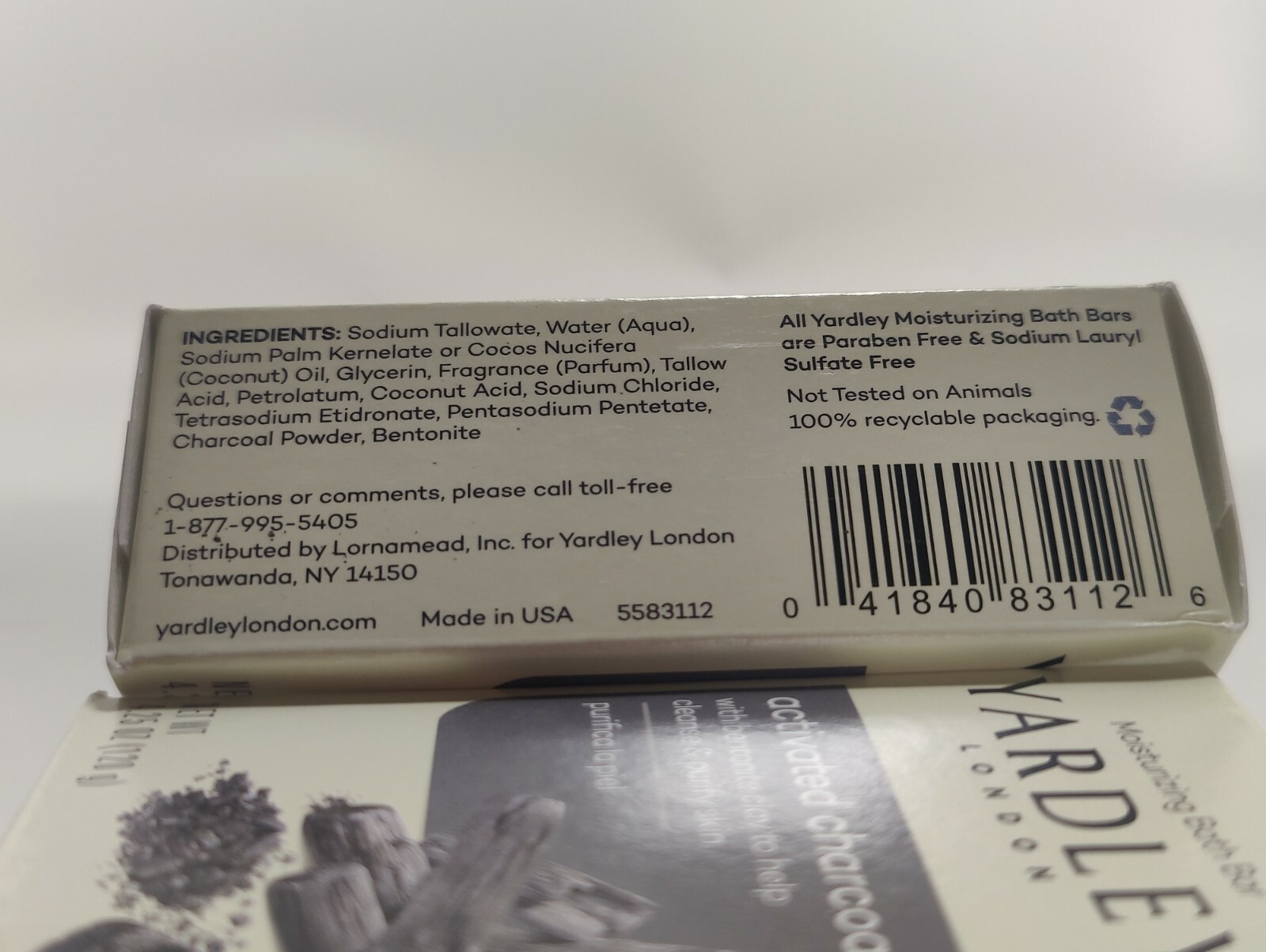 Yardley London Bath Bar Soap Activated Charcoal 3 pieces