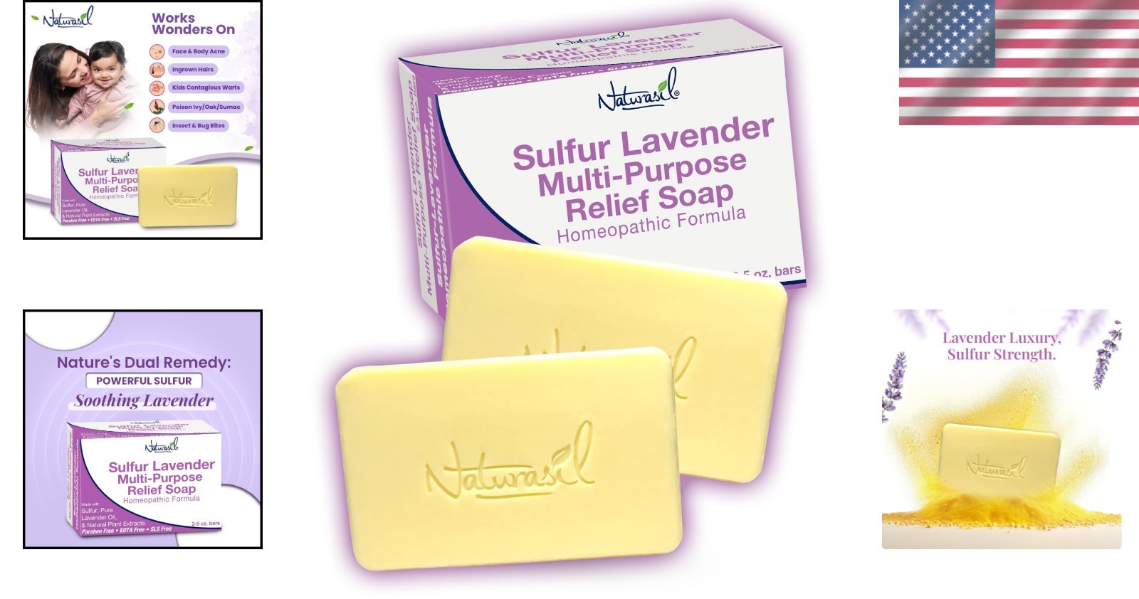 Lavender Infused Sulfur Soap | Dual Pack for Acne, Bug Bites & Skin Issues