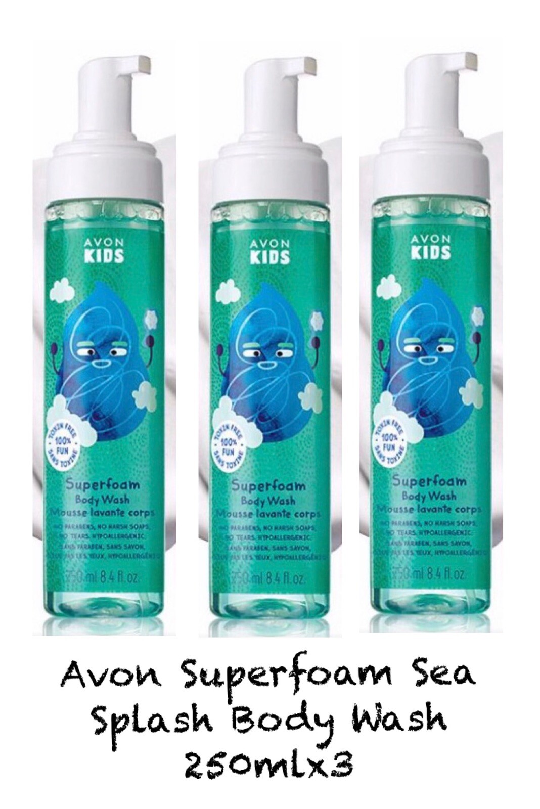 Avon Kids Superfoam Sea Splash Body Wash 250ml X3