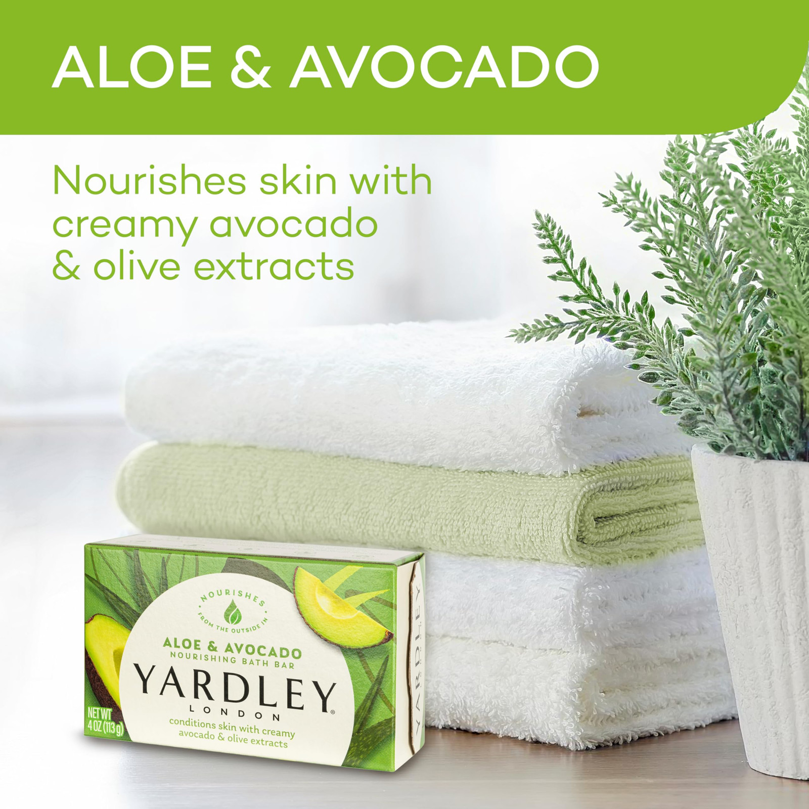 Yardley London Aloe Avocado Soap Bar 4 Ounce Moisturizing Herbal Citrus Scent