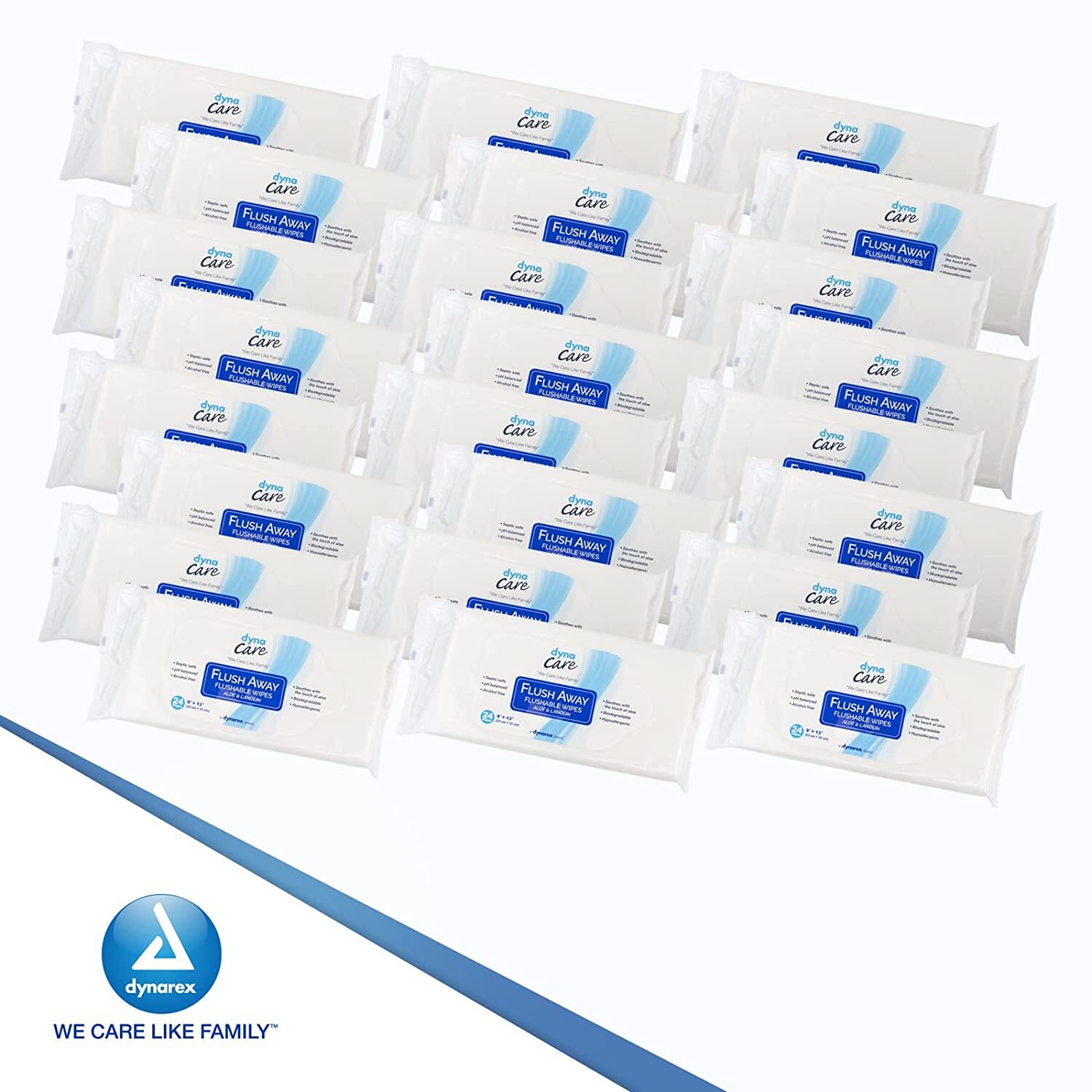CASE Dynarex DynaCare Flushable Wipes Wet Bathroom Hygiene Adults EXTRA LARGE