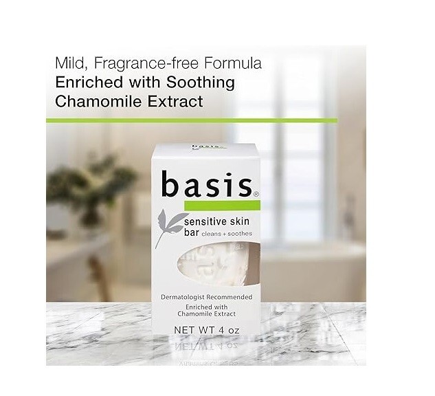Basis Sensitive Skin Bar Soap – Body Wash Bar Cleans and Soothes with Chamomi…