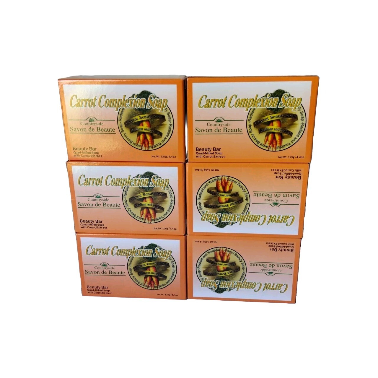 Pack-6 Carrot Complexion Soap Beauty with Carrot Oil Bar 125g Each Brand New