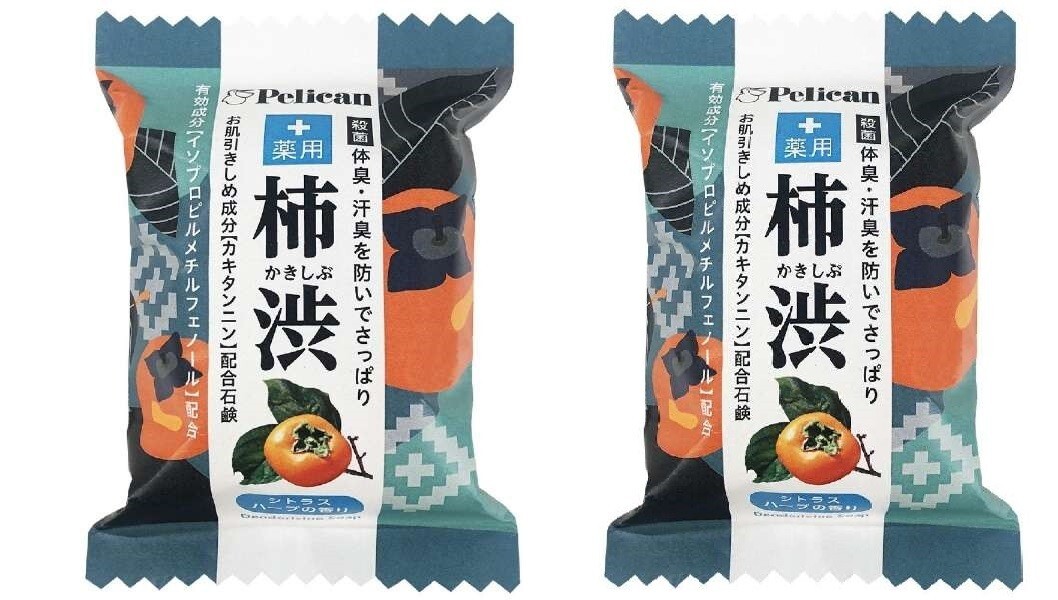 Pelican soap Set of 2 medicinal persimmon juices. Japanese soap for odor prevent