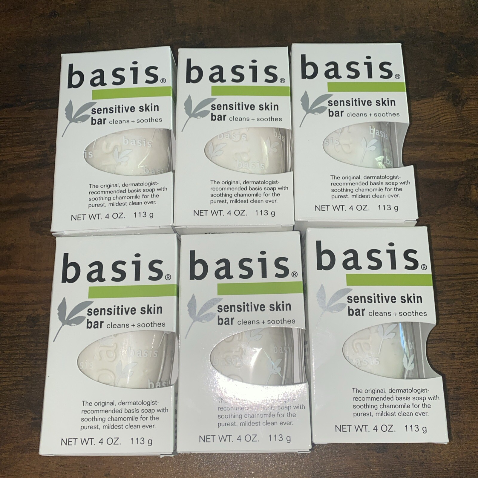 6 Bars Basis Sensitive Skin Soap – Cleans & Soothes with Chamomile & Aloe Vera
