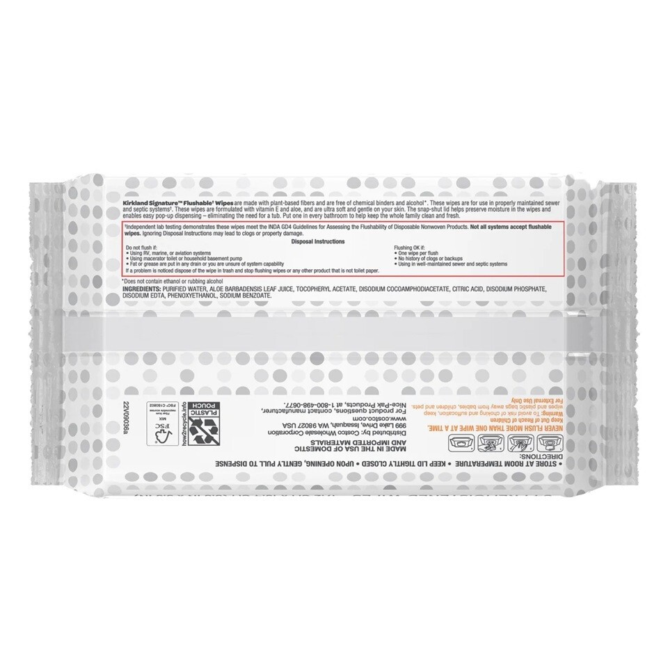 Kirkland Signature Moist Flushable Wipes, 632 Wipes