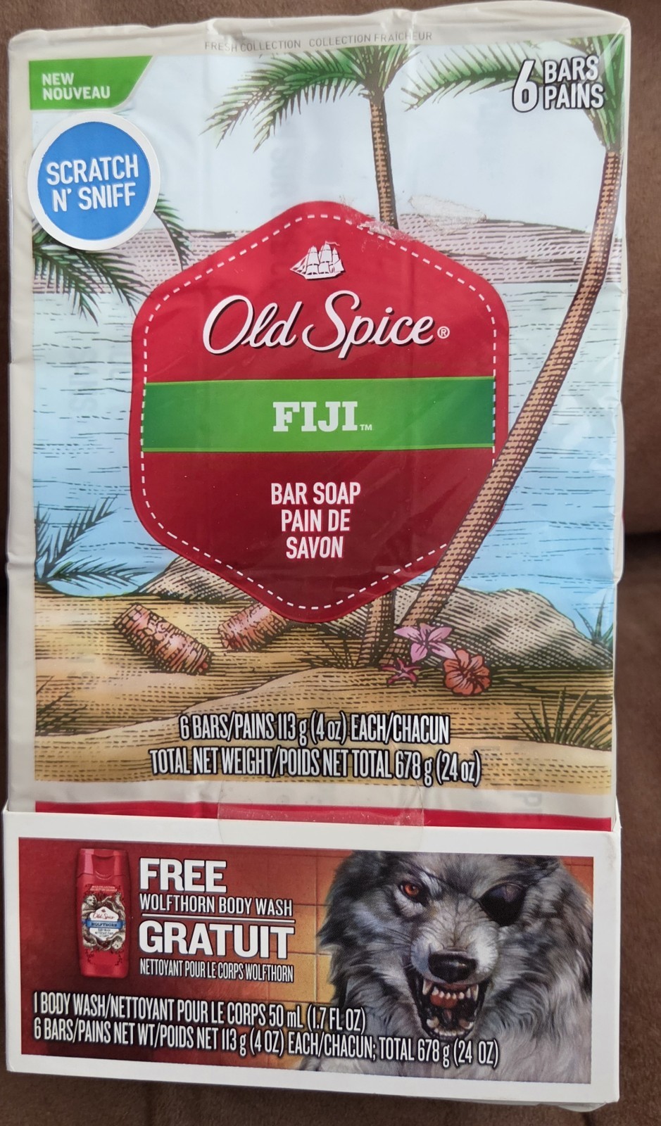 NEW Factory Sealed 6 Bars Old Spice FIJI Bar Soap 4 oz Bonus Body Wash Wolfthorn