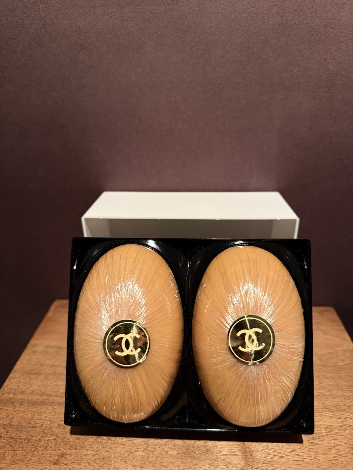Vintage CHANEL Scented Perfume Oval Soap Plastic Case Set Of 2 Sealed SEE PHOTOS