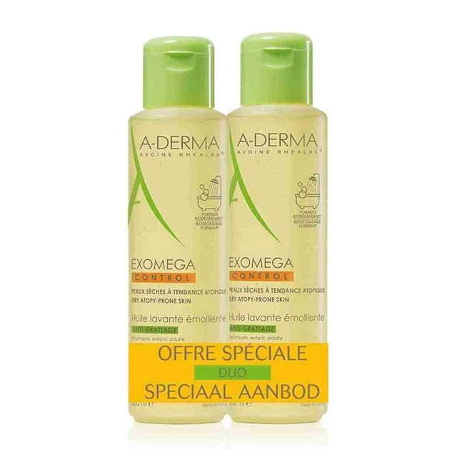A-DERMA Exomega Control Emollient Cleansing Oil Anti-Scratching 2x500ml (2-Pack)