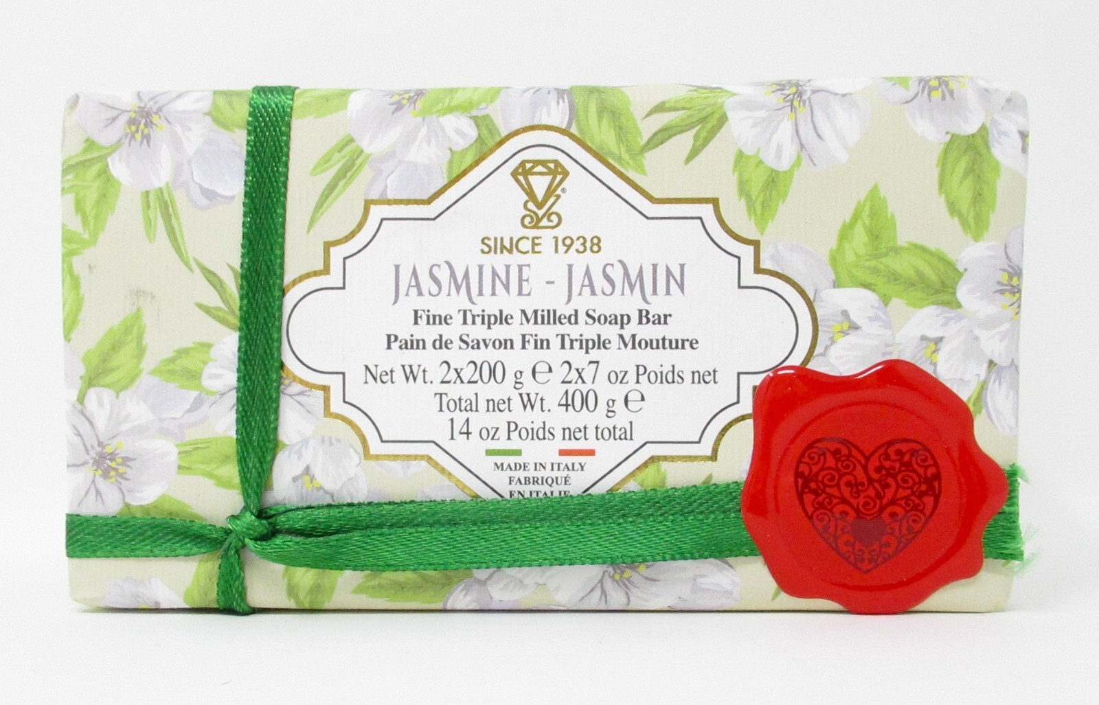 Zeni Italian Luxury Bath Bar Soap 2 Pack Jasmine 7oz each (14oz total)
