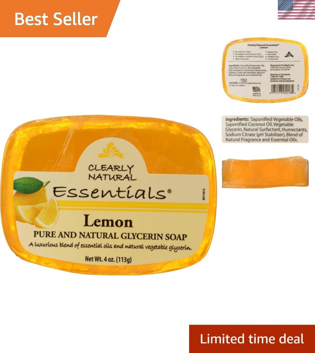 Luxurious 4oz Lemon Glycerine Soap – Naturally Moisturizing & Gentle Cleansing