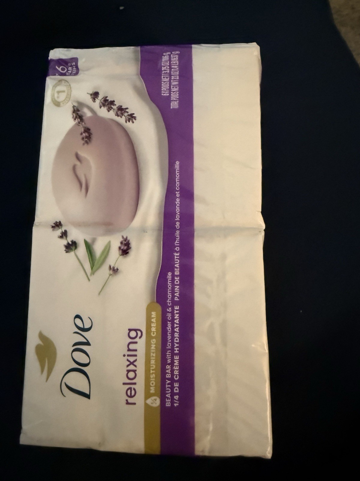 Dove Relaxing Beauty Bar Soap, Lavender And Chamomile 3.75 oz, 6 Ct