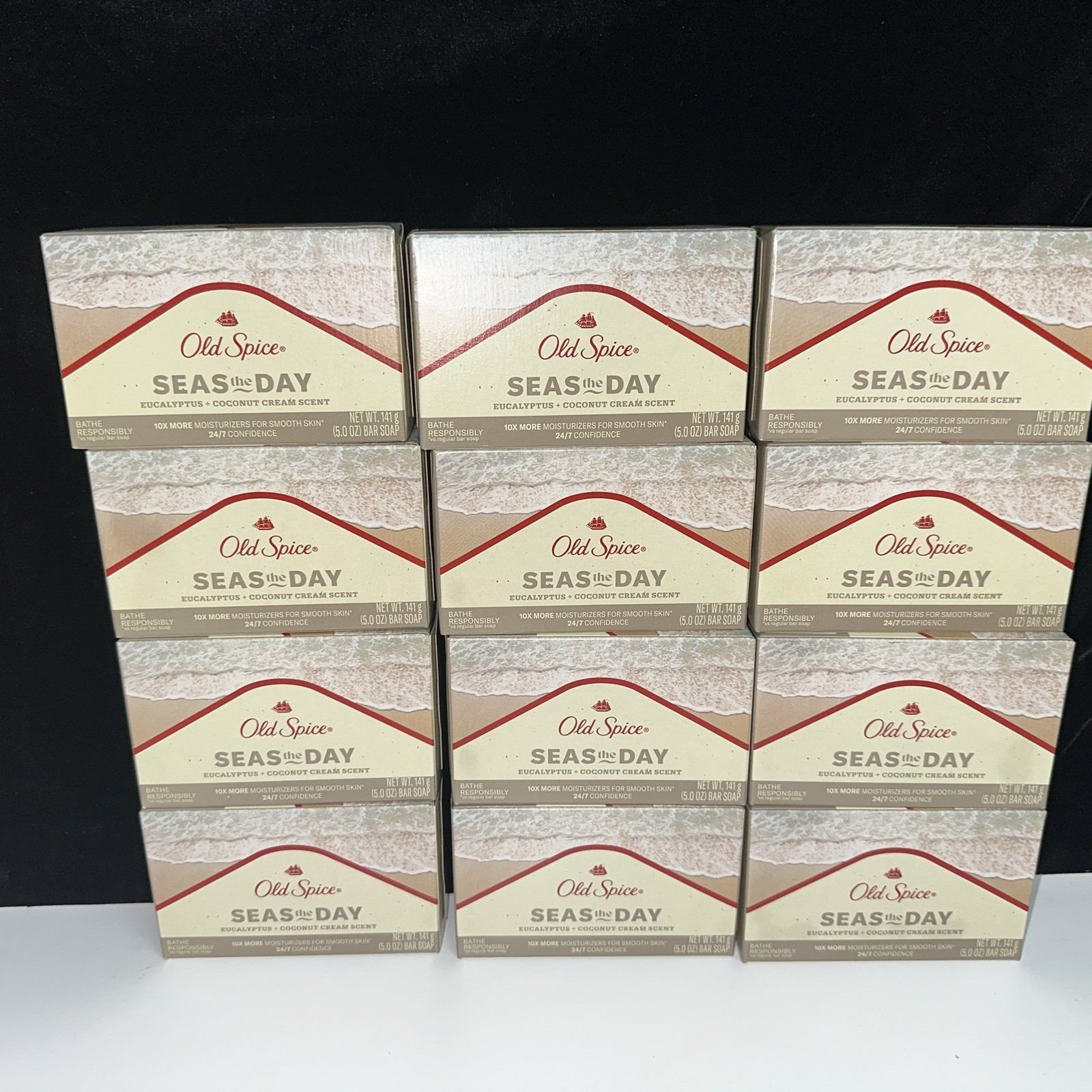 LOT OF 12–Old Spice Bar Soap SEAS THE DAY Eucalyptus & Coconut Cream 5oz