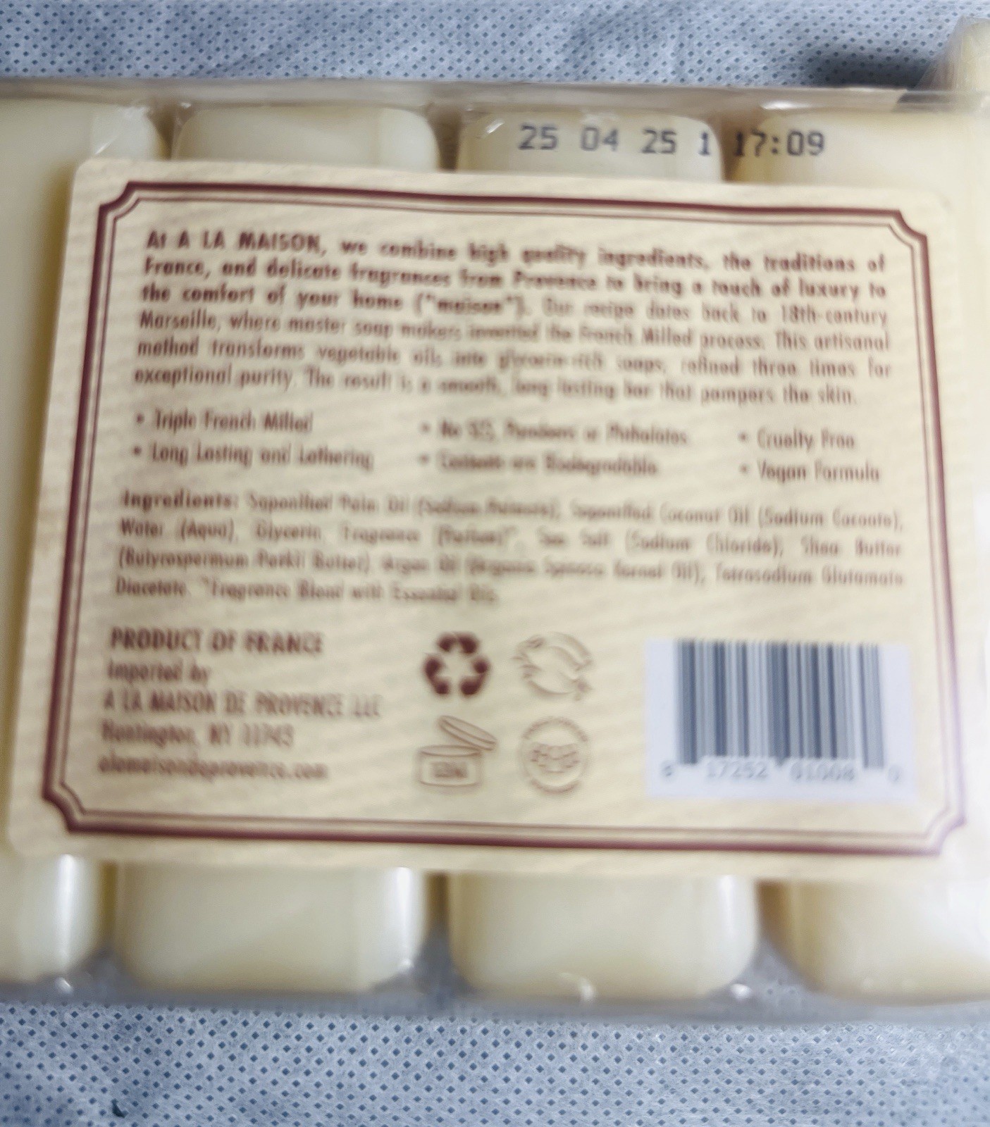 A LA MAISON de Provence Oat Milk French Milled Soap 6 Pack 14.1 oz Shea Argan