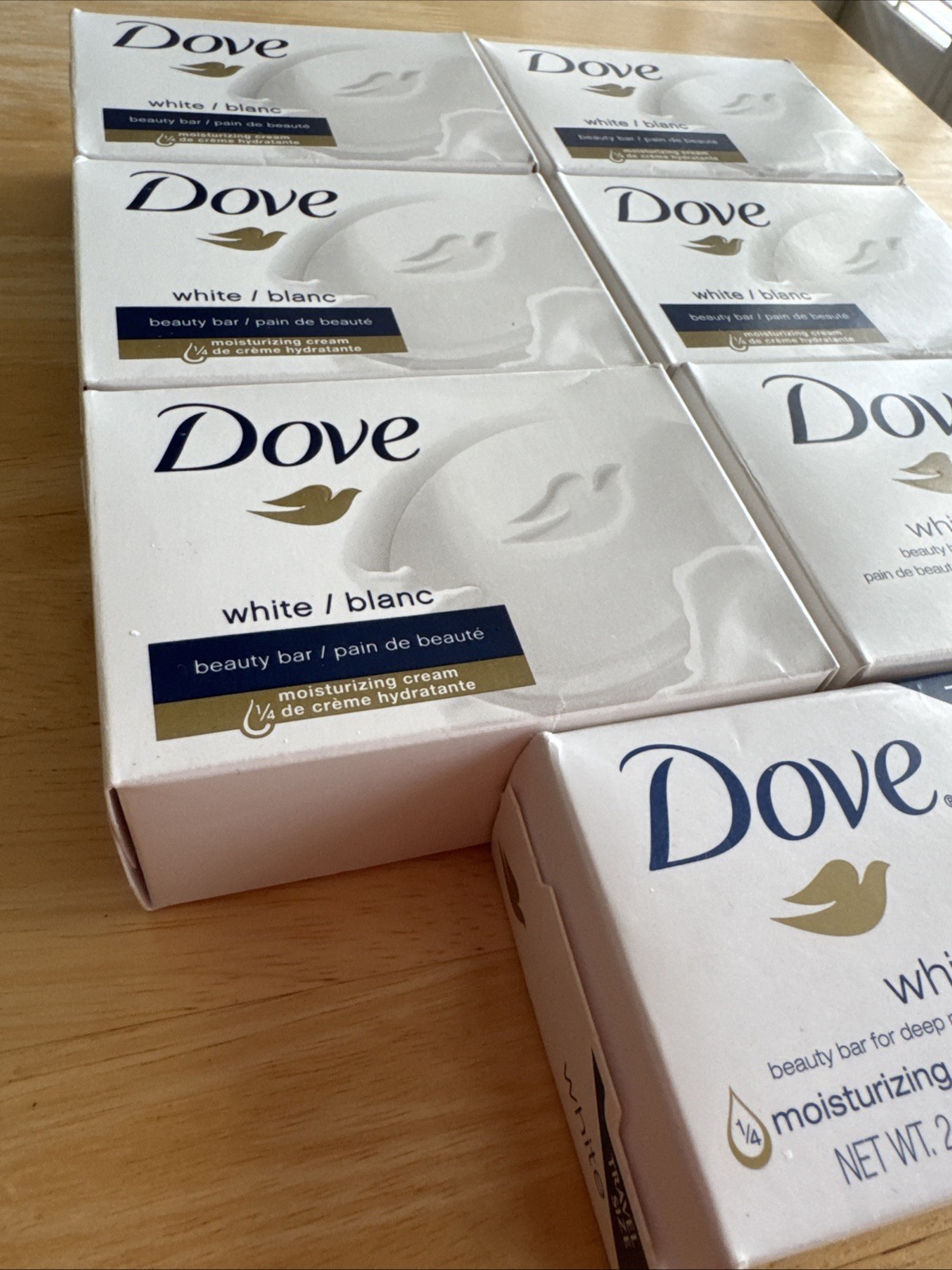 Dove White Lot Of 6 Full Size Soap Bars + 1 Travel Size New In Boxes