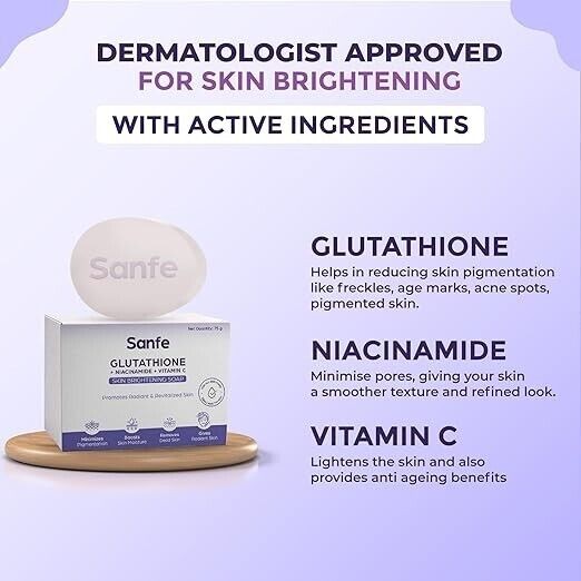 Sanfe Glutathione Niacinamide Vitamin C Brightening Soap Tan Removal 75gm x 2